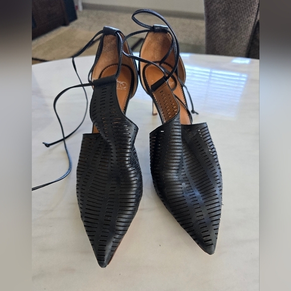 Franco Sarto Heels Krista Women Sz 8M Black Covered Pointed Too Stiletto… - Picture 6 of 15